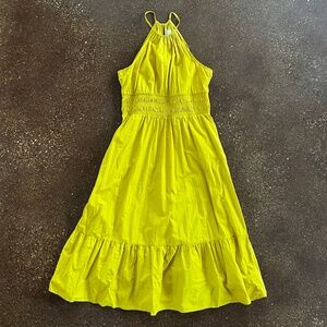 Deep goldenrod yellow halter summer dress